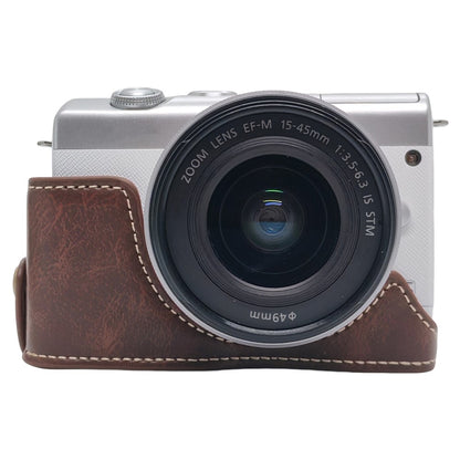 Camera Half Case for Canon EOS M10  /  M100  /  M200 Faux Leather Hand Grip Case Removable Battery Access Protective Cover