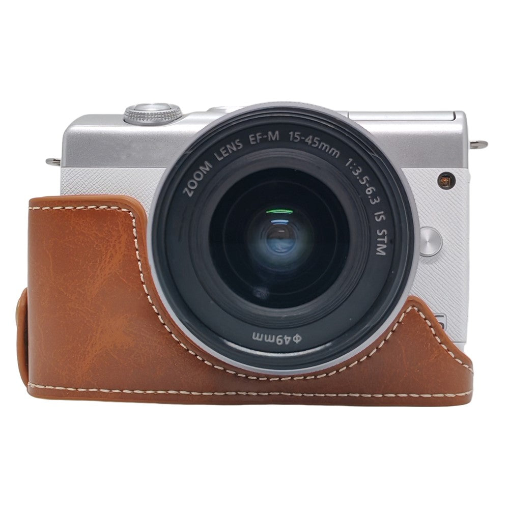 Camera Half Case for Canon EOS M10  /  M100  /  M200 Faux Leather Hand Grip Case Removable Battery Access Protective Cover