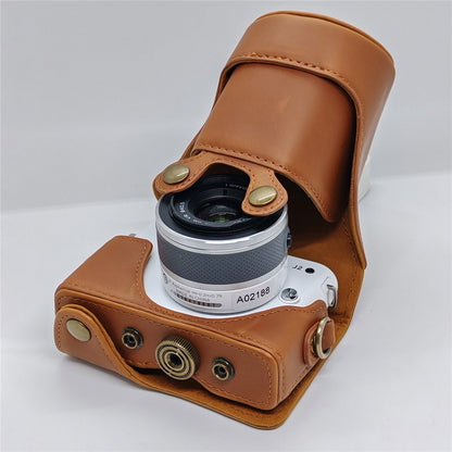 Camera Leather Case for Nikon J1  /  J2 Half Cover Body Bag with Shoulder Strap PU Leather Protective Cover