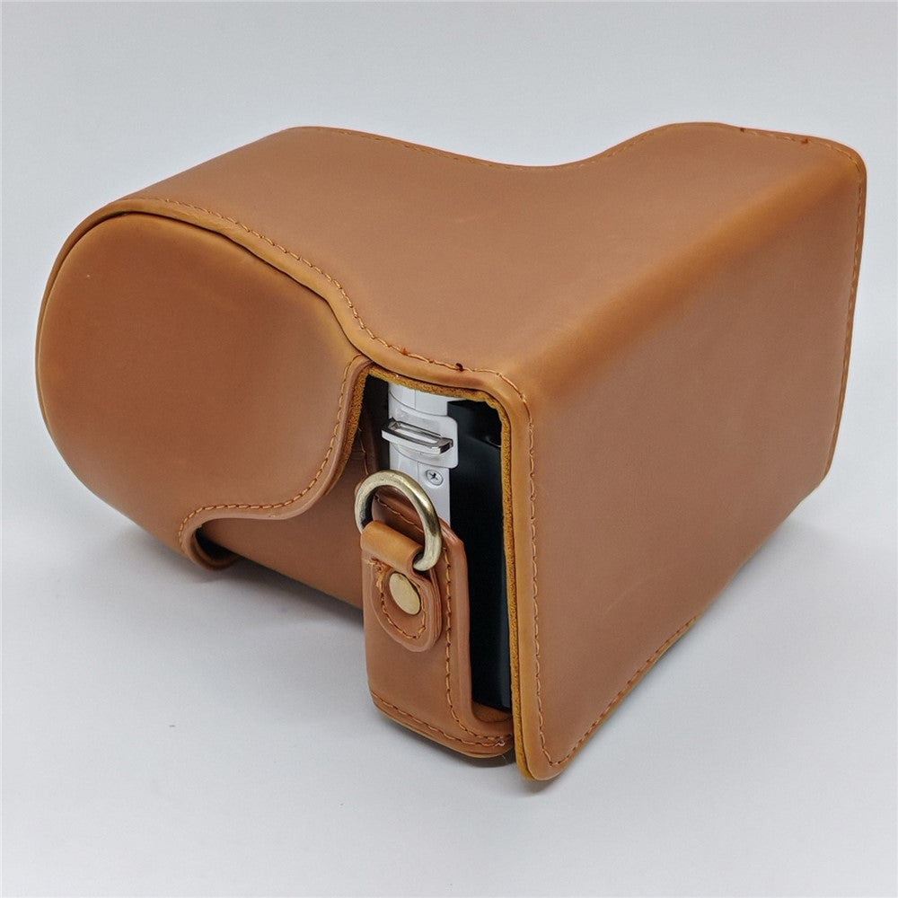 Camera Leather Case for Nikon J1  /  J2 Half Cover Body Bag with Shoulder Strap PU Leather Protective Cover