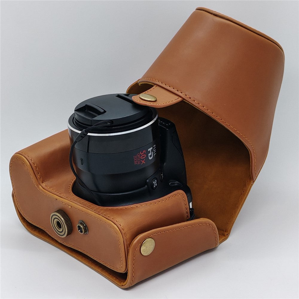 For Canon SX50 HS Camera Case PU Leather Retro Style Protective Cover with Shoulder Strap