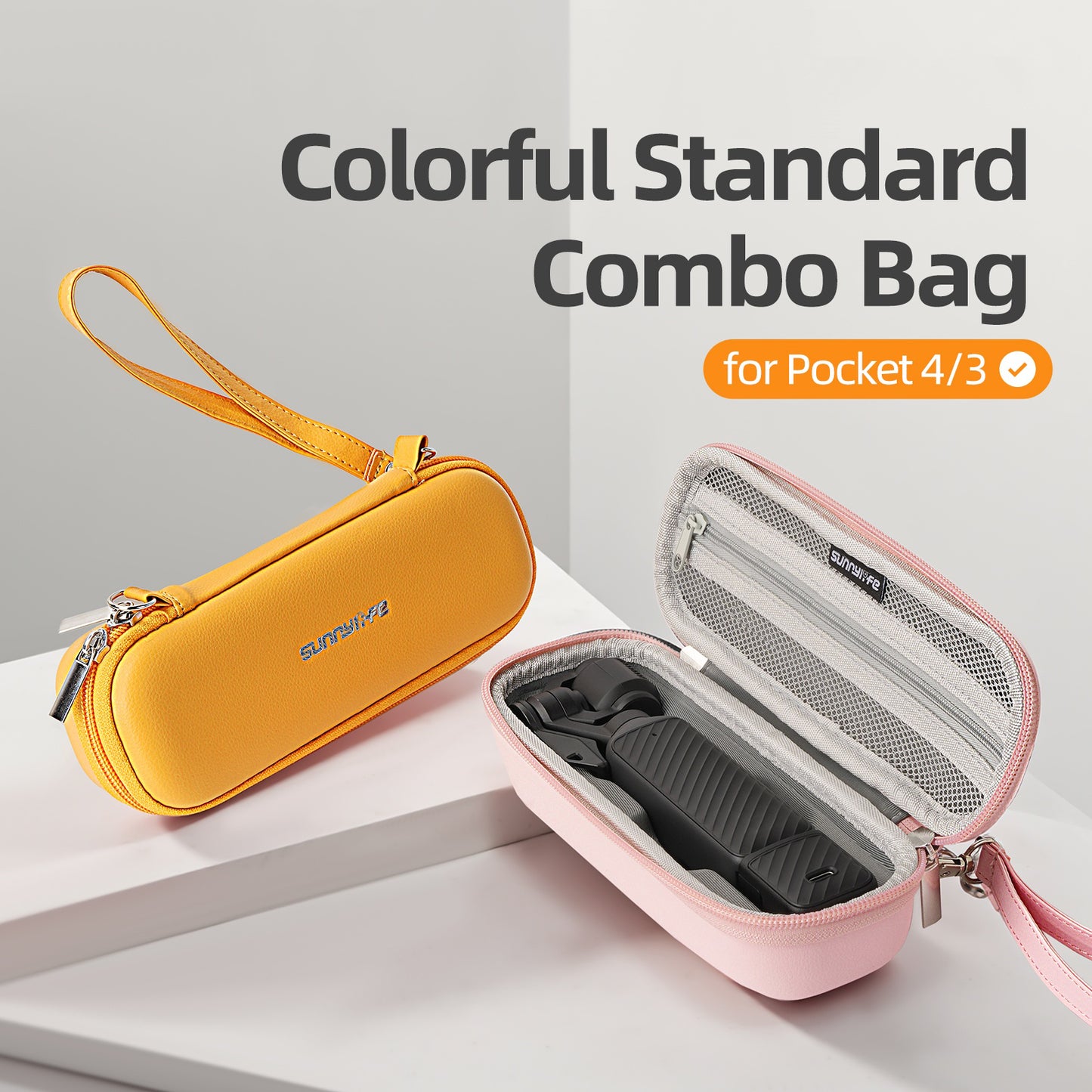 SUNNYLIFE OP4-B205 For DJI Osmo Pocket 4 / 3 Carrying Case Waterproof Leather Portable Storage Bag with Wrist Strap (without Shoulder Strap)