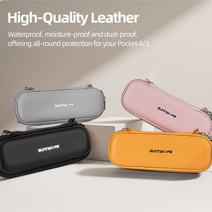 SUNNYLIFE OP4-B205 For DJI Osmo Pocket 4 / 3 Carrying Case Waterproof Leather Portable Storage Bag with Wrist Strap (without Shoulder Strap)