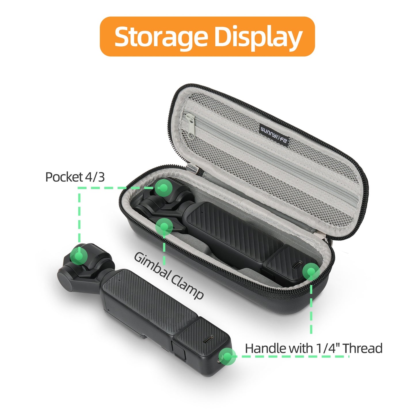 SUNNYLIFE OP4-B205 For DJI Osmo Pocket 4 / 3 Carrying Case Waterproof Leather Portable Storage Bag with Wrist Strap (without Shoulder Strap)