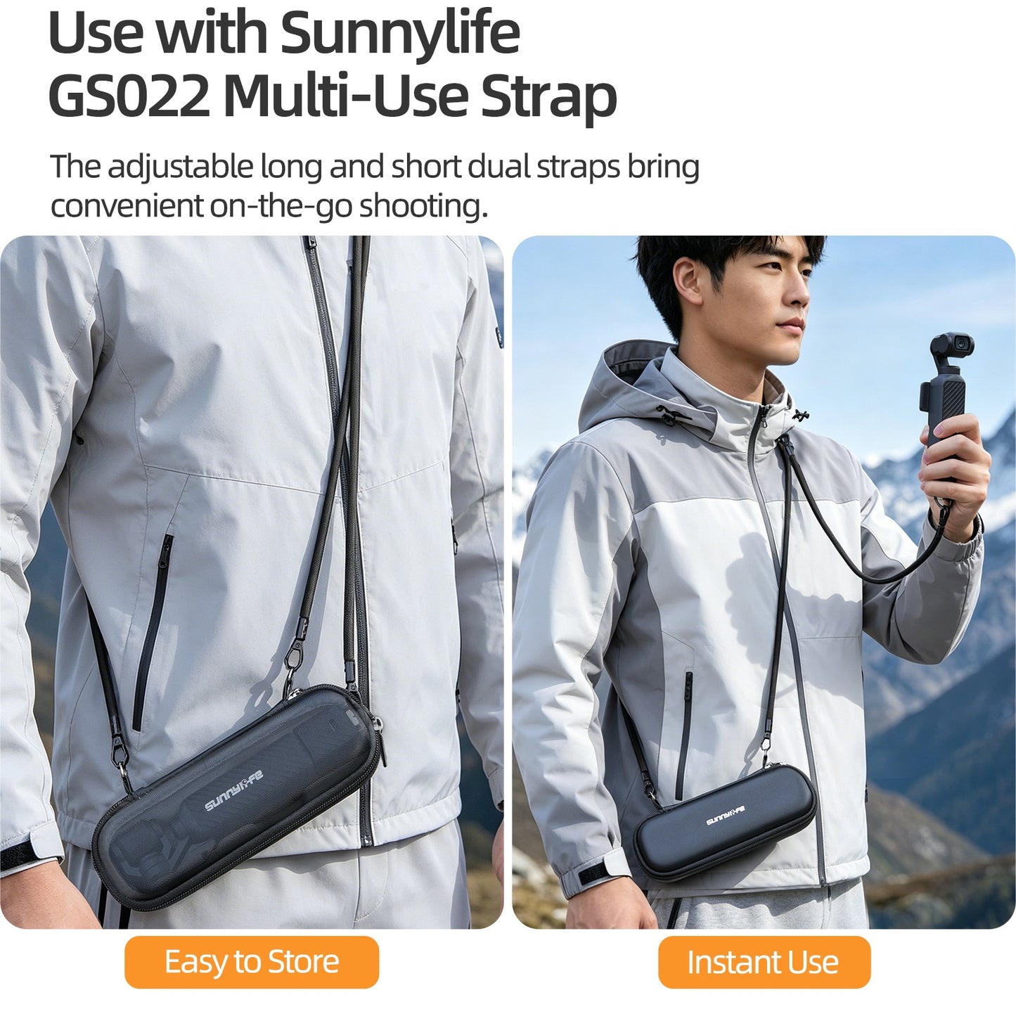 SUNNYLIFE OP4-B205 For DJI Osmo Pocket 4 / 3 Carrying Case Waterproof Leather Portable Storage Bag with Wrist Strap (without Shoulder Strap)