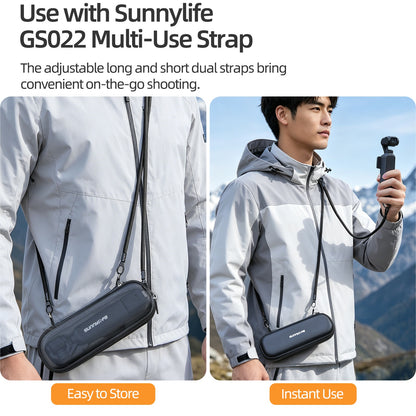 SUNNYLIFE OP4-B205 For DJI Osmo Pocket 4 / 3 Carrying Case Waterproof Leather Portable Storage Bag with Wrist Strap (without Shoulder Strap)