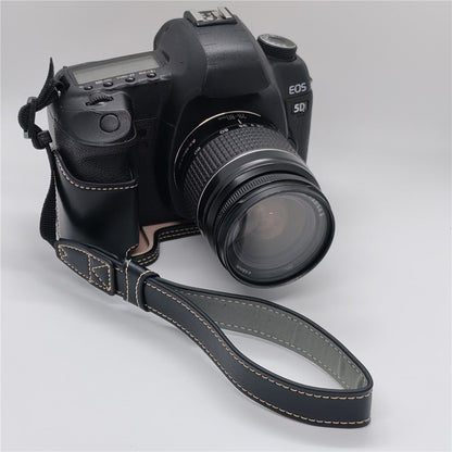 Half Case for Canon EOS 5D Mark II  /  Mark III  /  Mark IV Detachable Battery Design PU Leather Camera Grip Cover with Wrist Strap