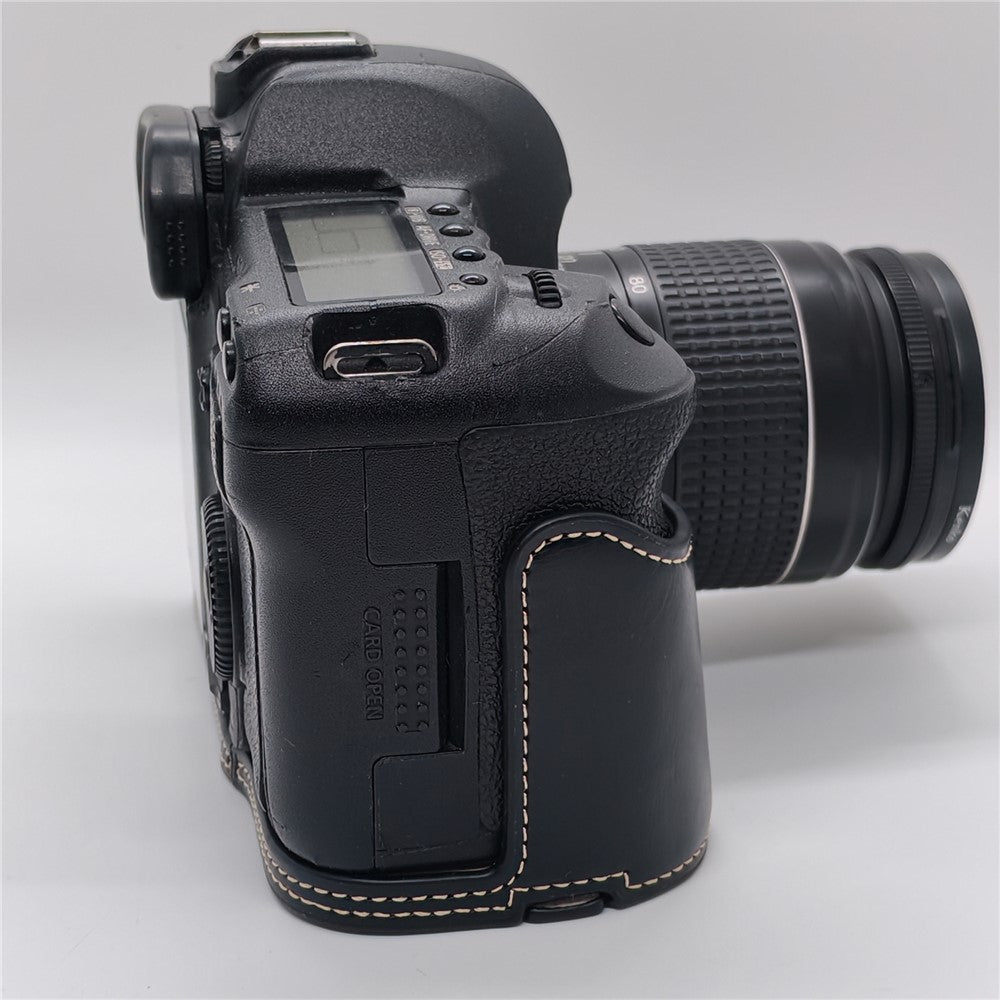 Half Case for Canon EOS 5D Mark II  /  Mark III  /  Mark IV Detachable Battery Design PU Leather Camera Grip Cover with Wrist Strap