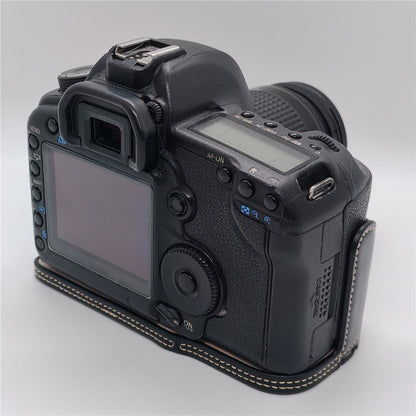 Half Case for Canon EOS 5D Mark II  /  Mark III  /  Mark IV Detachable Battery Design PU Leather Camera Grip Cover with Wrist Strap