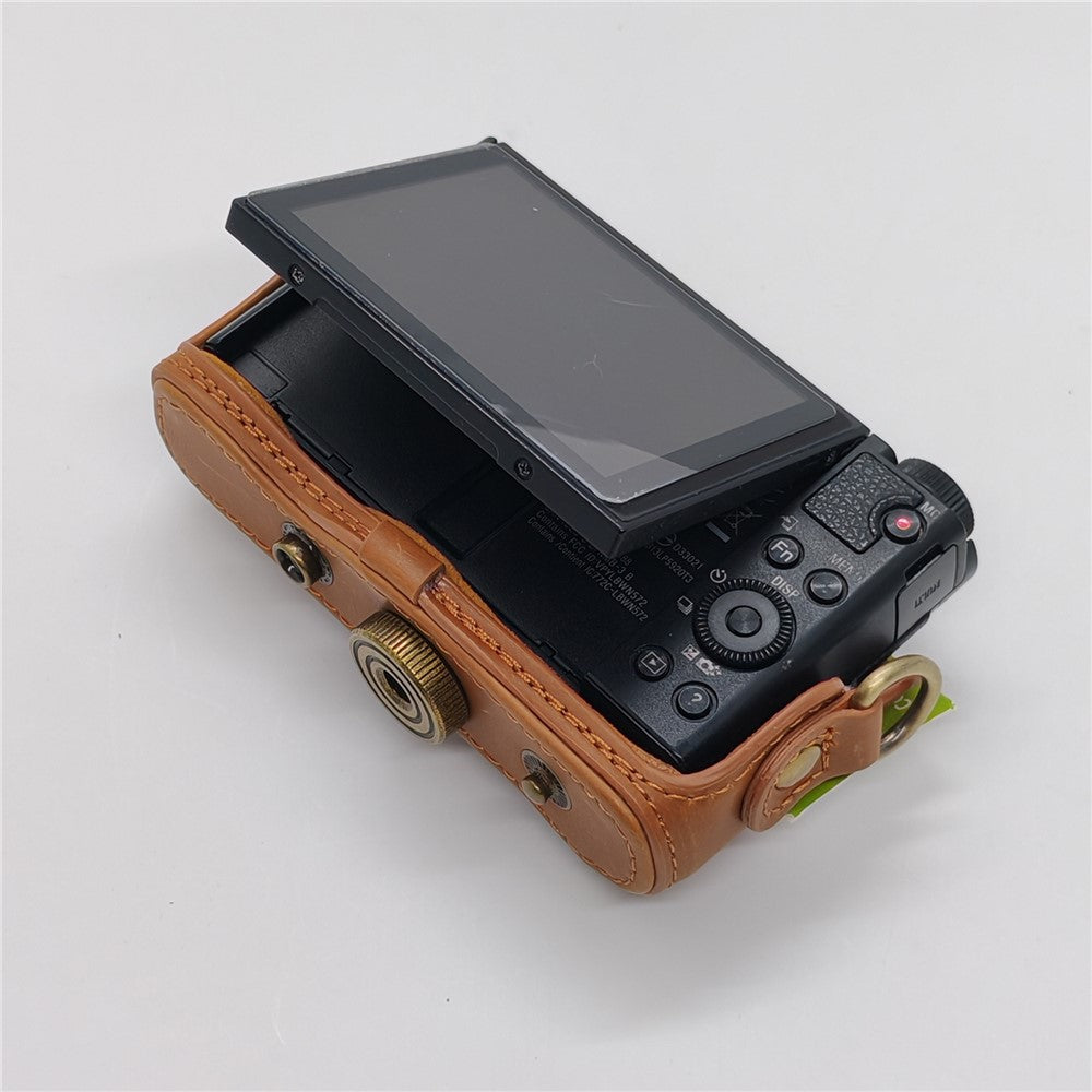 Camera Case for Sony HX80  /  HX90  /  HX90V  /  WX500 PU Leather Protective Cover with Detachable Shoulder Strap