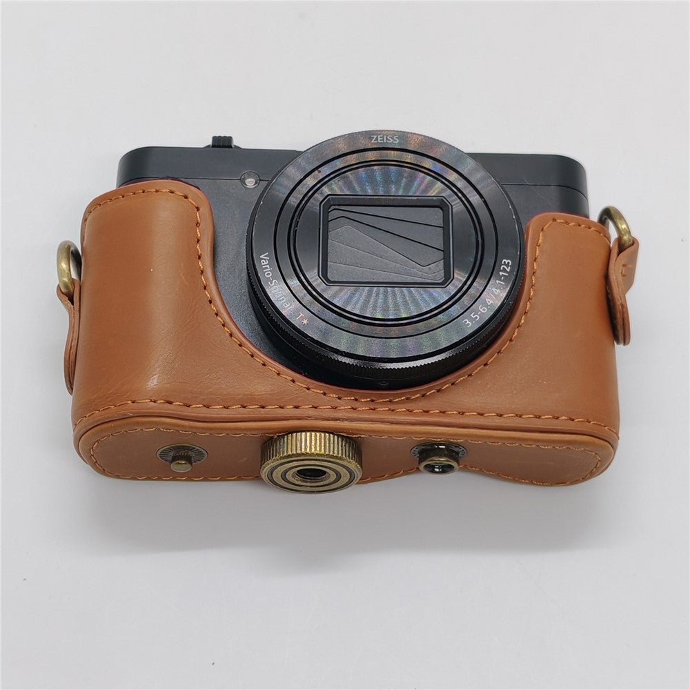 Camera Case for Sony HX80  /  HX90  /  HX90V  /  WX500 PU Leather Protective Cover with Detachable Shoulder Strap