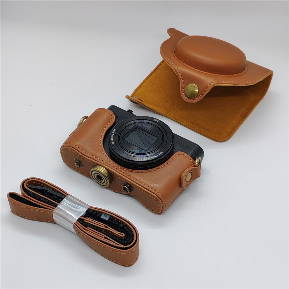 Camera Case for Sony HX80  /  HX90  /  HX90V  /  WX500 PU Leather Protective Cover with Detachable Shoulder Strap