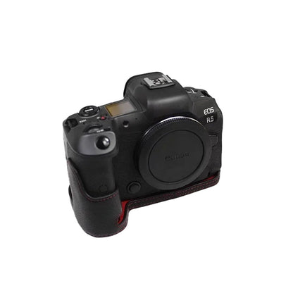 Top Layer Cowhide Camera Bottom Case for Canon EOS R5 / R6 / R62 Battery Opening Design Protective Half Body Cover