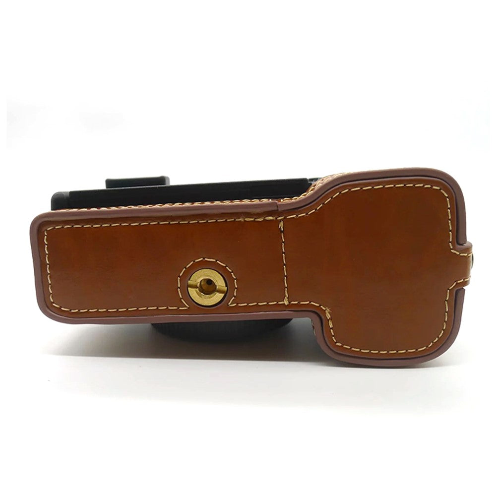 For Sony A7C PU Leather Camera Cover Half Protective Bottom Case with Battery Opening Design