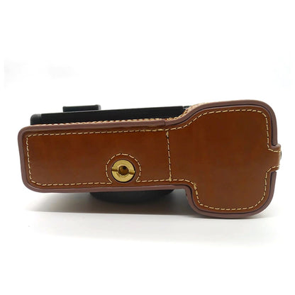 For Sony A7C PU Leather Camera Cover Half Protective Bottom Case with Battery Opening Design