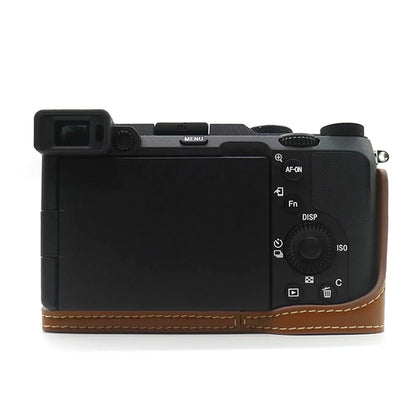 For Sony A7C PU Leather Camera Cover Half Protective Bottom Case with Battery Opening Design
