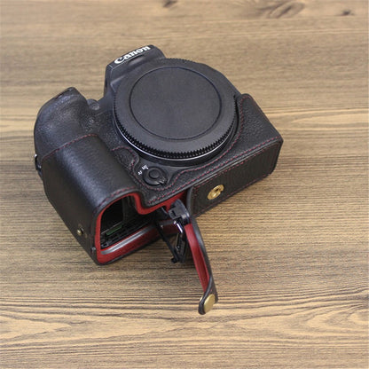 Genuine Leather Camera Bottom Case for Canon EOS R10, Anti-dust Camera Half Body Cover