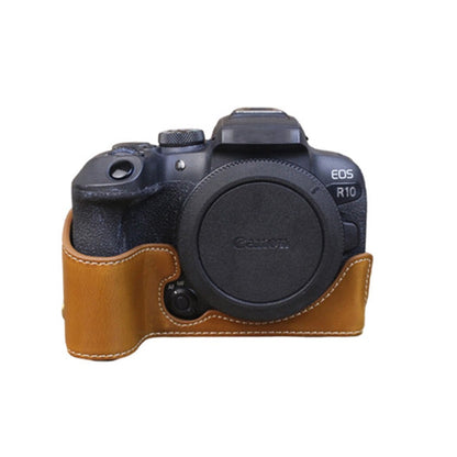 For Canon EOS R10 PU Leather Anti-scratch Camera Bottom Cover Large Opening Design Protective Half Body Case