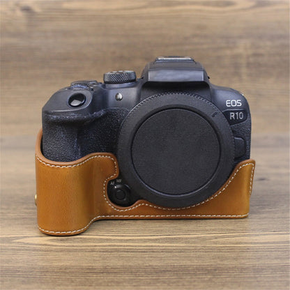 For Canon EOS R10 PU Leather Anti-scratch Camera Bottom Cover Large Opening Design Protective Half Body Case