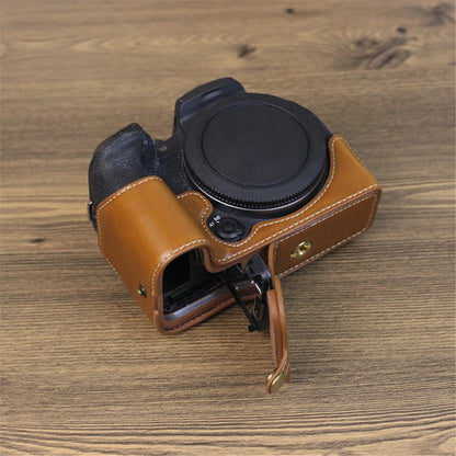 For Canon EOS R10 PU Leather Anti-scratch Camera Bottom Cover Large Opening Design Protective Half Body Case