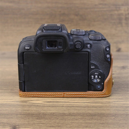 For Canon EOS R10 PU Leather Anti-scratch Camera Bottom Cover Large Opening Design Protective Half Body Case