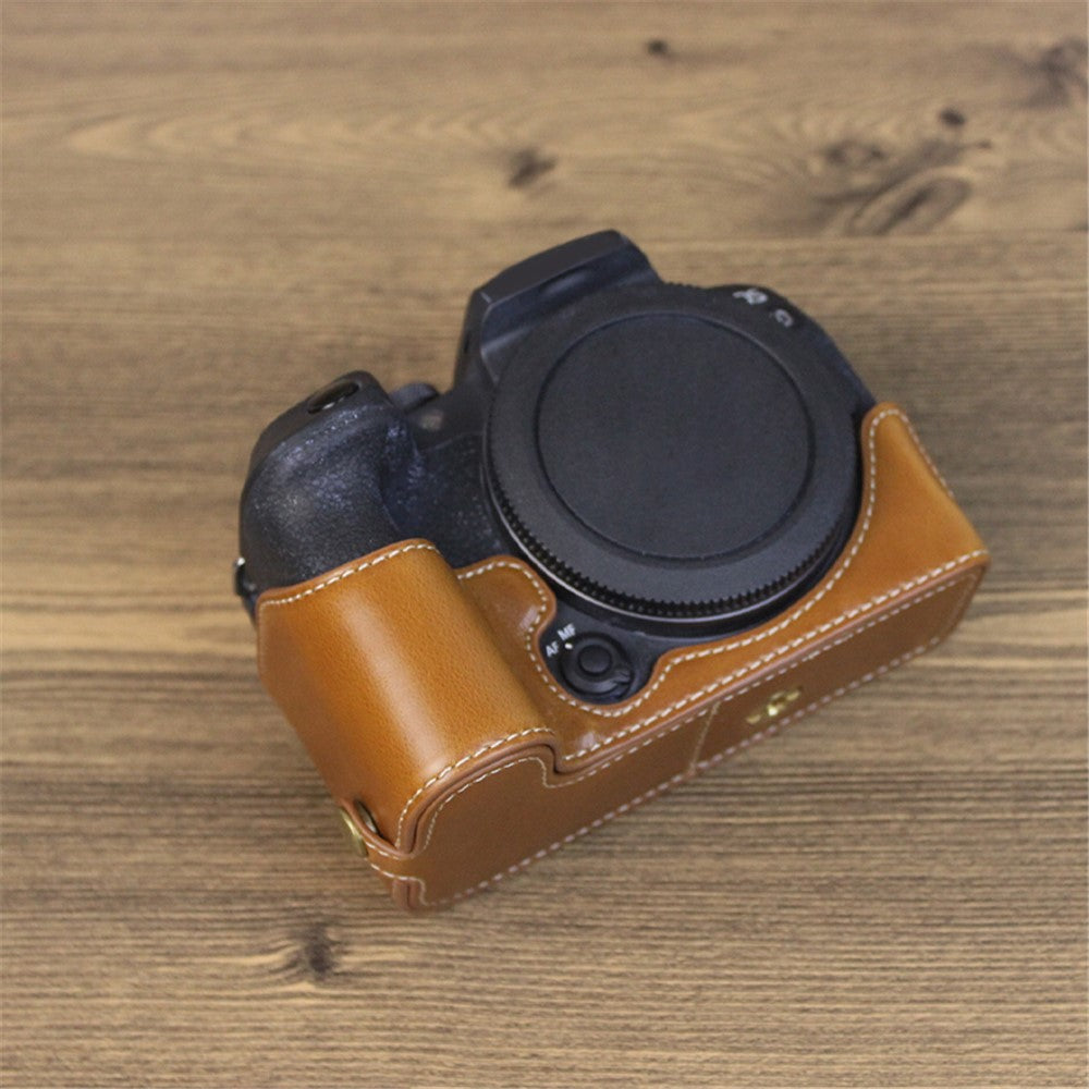 For Canon EOS R10 PU Leather Anti-scratch Camera Bottom Cover Large Opening Design Protective Half Body Case