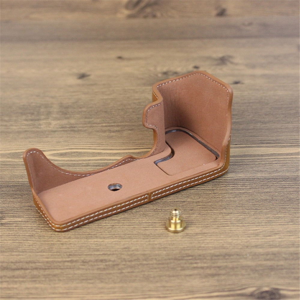 For Canon EOS R10 PU Leather Anti-scratch Camera Bottom Cover Large Opening Design Protective Half Body Case