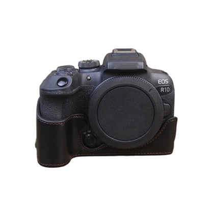 For Canon EOS R10 PU Leather Anti-scratch Camera Bottom Cover Large Opening Design Protective Half Body Case