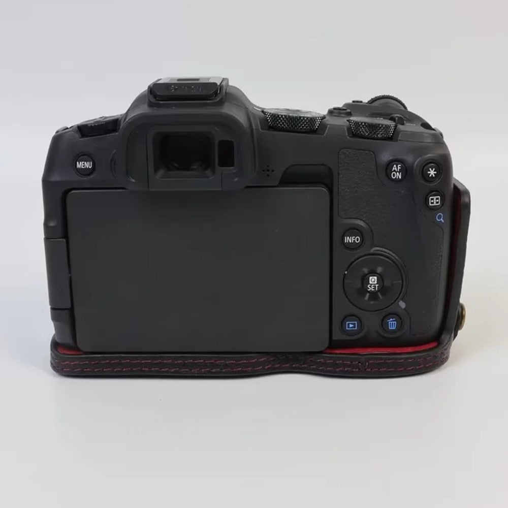 For Canon EOS R8 Genuine Cow Leather Camera Bottom Case Half Body Cover with Battery Opening