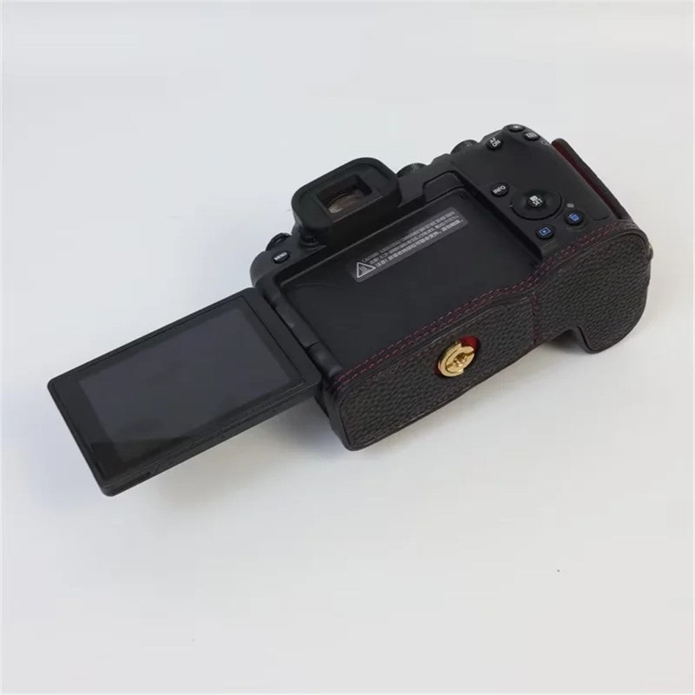 For Canon EOS R8 Genuine Cow Leather Camera Bottom Case Half Body Cover with Battery Opening