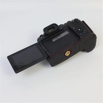For Canon EOS R8 Genuine Cow Leather Camera Bottom Case Half Body Cover with Battery Opening