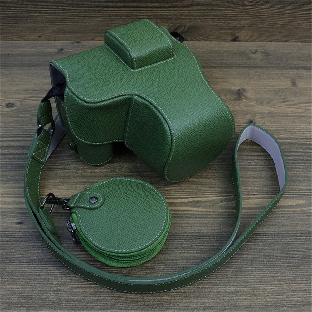 For Canon EOS R8 PU Leather Case Digital Camera Battery Opening Design Bag with Strap and Small Bag