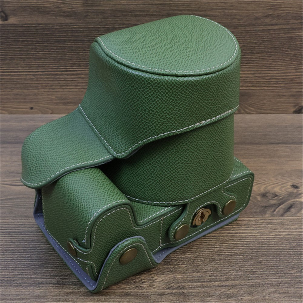 For Canon EOS R8 PU Leather Case Digital Camera Battery Opening Design Bag with Strap and Small Bag