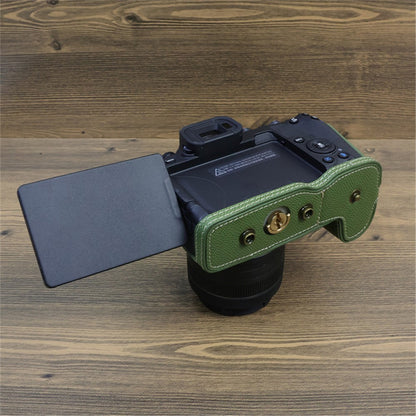 For Canon EOS R8 PU Leather Case Digital Camera Battery Opening Design Bag with Strap and Small Bag