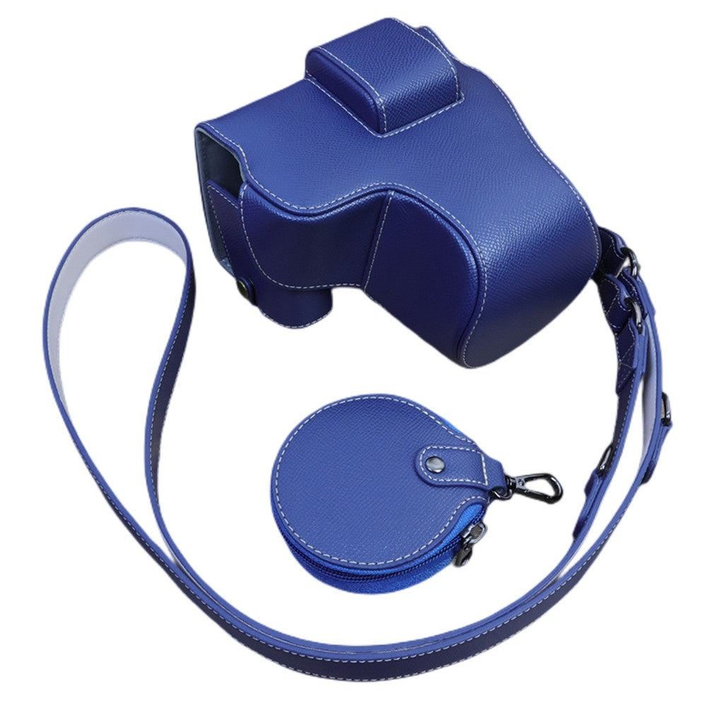 For Canon EOS R8 PU Leather Case Digital Camera Battery Opening Design Bag with Strap and Small Bag