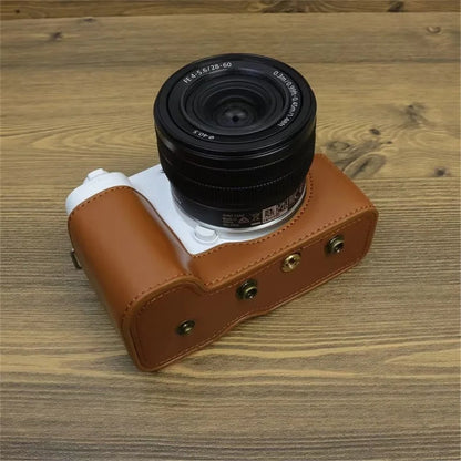 PU Leather Case for Sony ZV-E1 Camera Protector Anti-Scratch Anti-Drop Cover Set with Strap