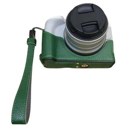 For Canon EOS R50 / R100 Genuine Cow Leather Camera Bottom Case Anti-drop Cover with Wrist Strap