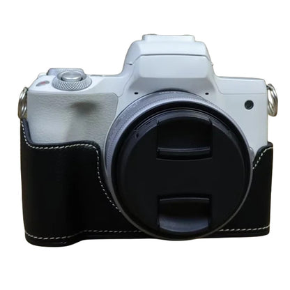 For Canon EOS M50 Mark II PU Leather Bottom Case Half Body Camera Protection Cover