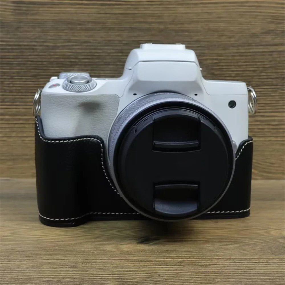 For Canon EOS M50 Mark II PU Leather Bottom Case Half Body Camera Protection Cover