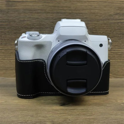 For Canon EOS M50 Mark II PU Leather Bottom Case Half Body Camera Protection Cover