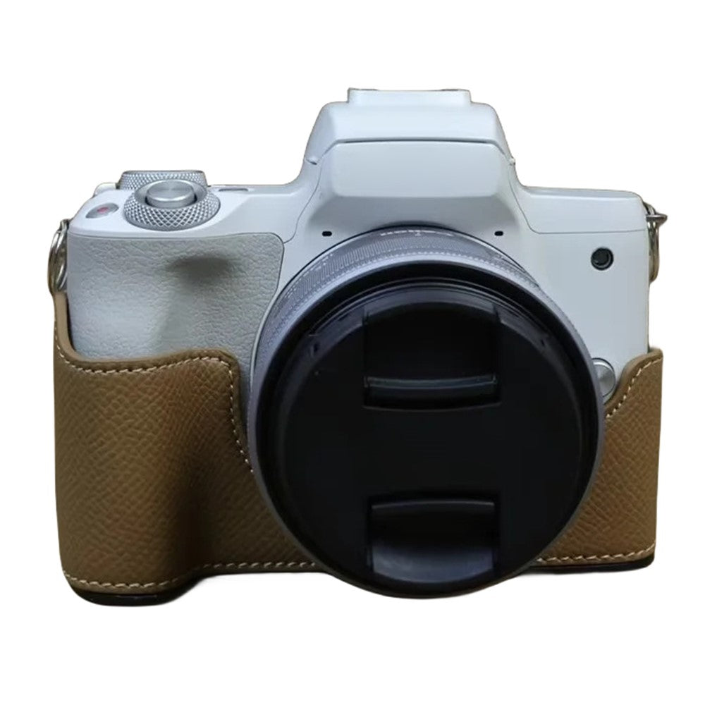 For Canon EOS M50 Mark II PU Leather Bottom Case Half Body Camera Protection Cover
