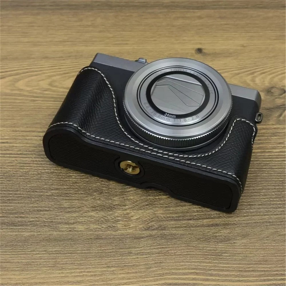 For Canon PowerShot G7 X Mark II / G7 X Mark III Leather Camera Case Half Body Protective Cover