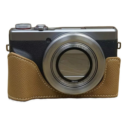 For Canon PowerShot G7 X Mark II / G7 X Mark III Leather Camera Case Half Body Protective Cover