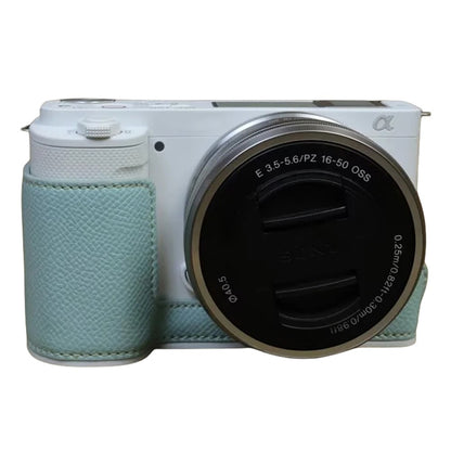 For Sony ZV-E10 PU Leather Camera Case Half Body Scratch Resistant Protective Cover