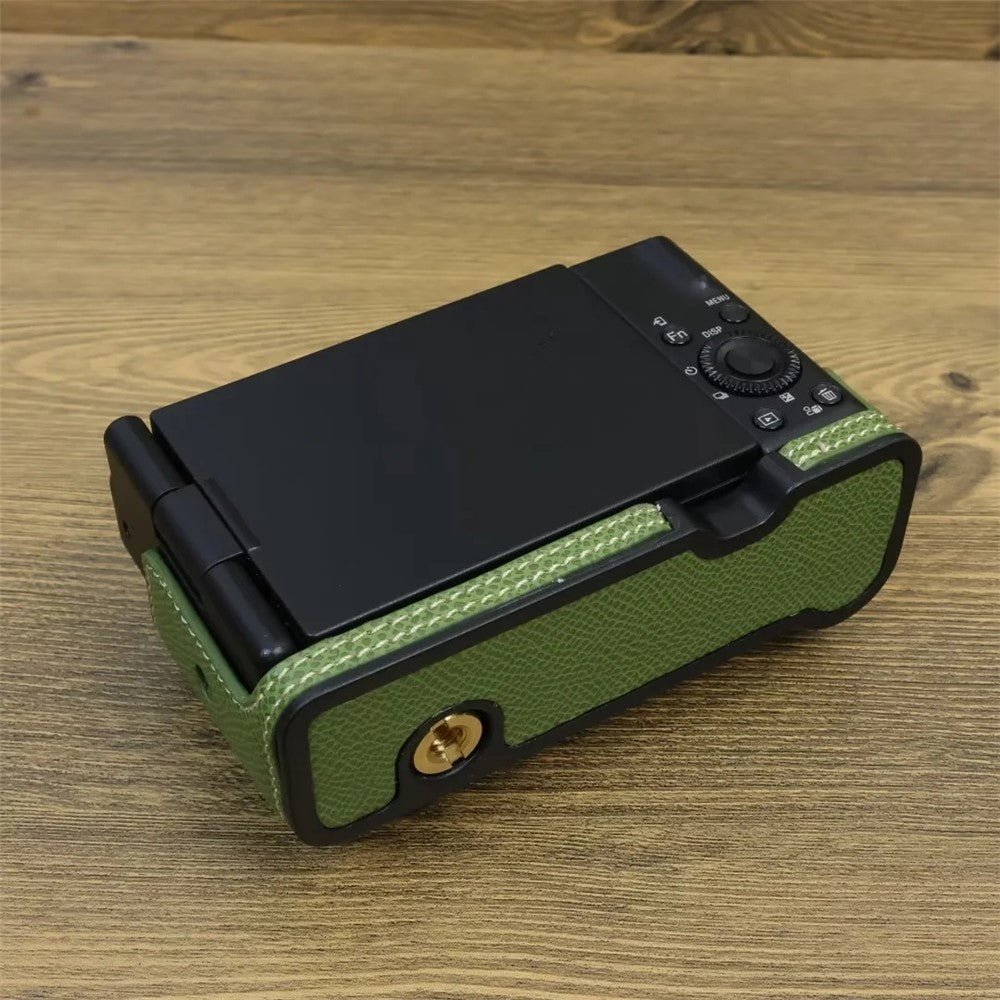 For Sony ZV-1 II / ZV-1F Camera Case PU Leather Half Body Protective Cover with Screw