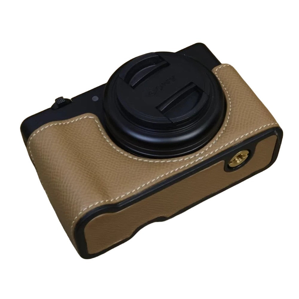 For Sony ZV-1 II / ZV-1F Camera Case PU Leather Half Body Protective Cover with Screw