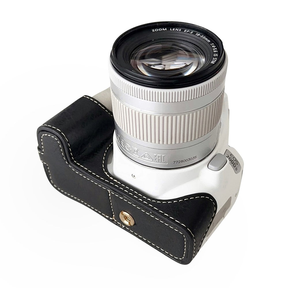 For Canon EOS 200D II / 200D Buffalo Texture PU Leather Bottom Case Anti-scratch Half Body Camera Cover