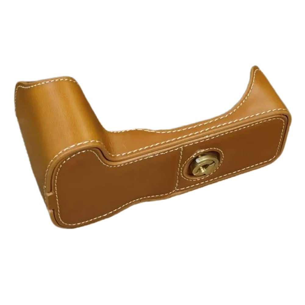 For Canon EOS 200D / 200D II PU Leather Camera Bottom Cover Half Body Case with Screw