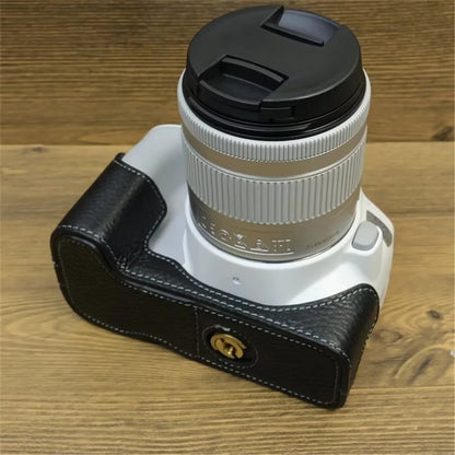For Canon EOS 200D / 200D II Genuine Cow Leather Camera Case Dustproof Cover with Screw
