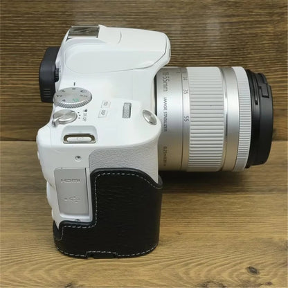 For Canon EOS 200D / 200D II Genuine Cow Leather Camera Case Dustproof Cover with Screw